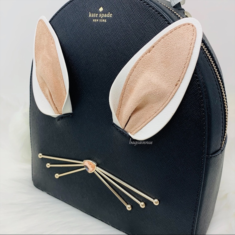 Rabbit sammi backpack bunny black Kate Spade white - Picture 4 of 8